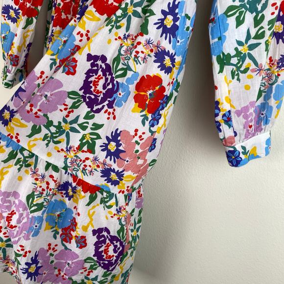 Ro's Garden Romy Dress Size XS Fantasia Floral White Blue Pink Mini - Picture 9 of 14